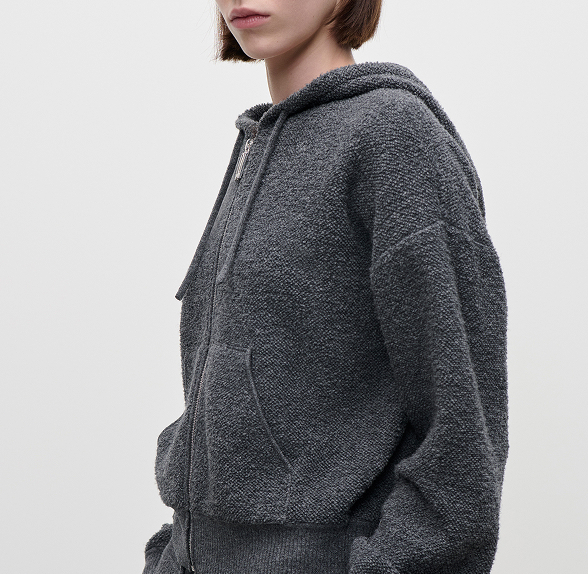 Isla Zipped Hoodie In Dark Grey