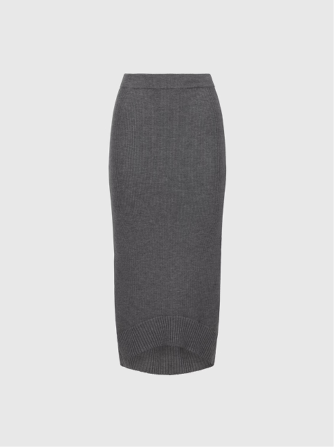 Fitted Skirt In Grey Melange