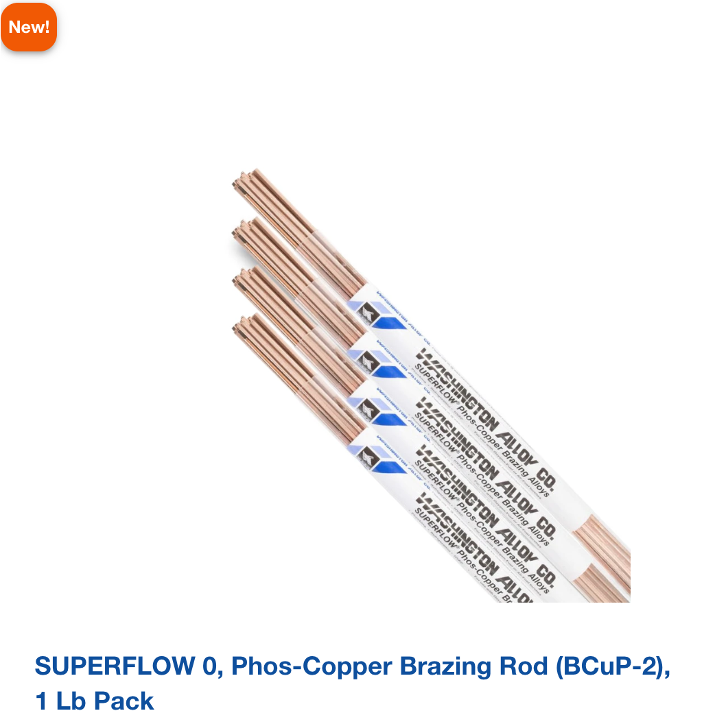 SUPERFLOW 0, Phos-Copper Brazing Rod (BCuP-2), 1 lb Pack