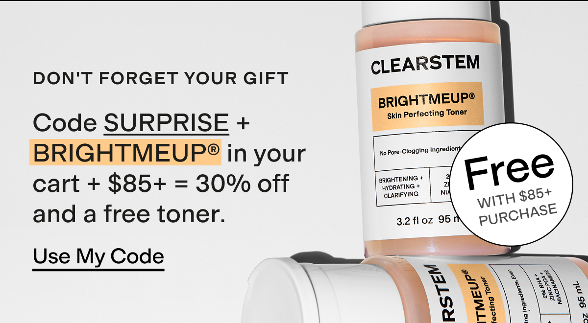 Free BRIGHTMEUP Toner on $85+