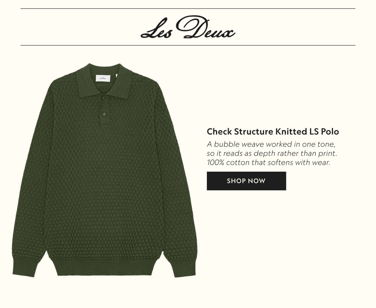 Check Structure Knitted LS Polo