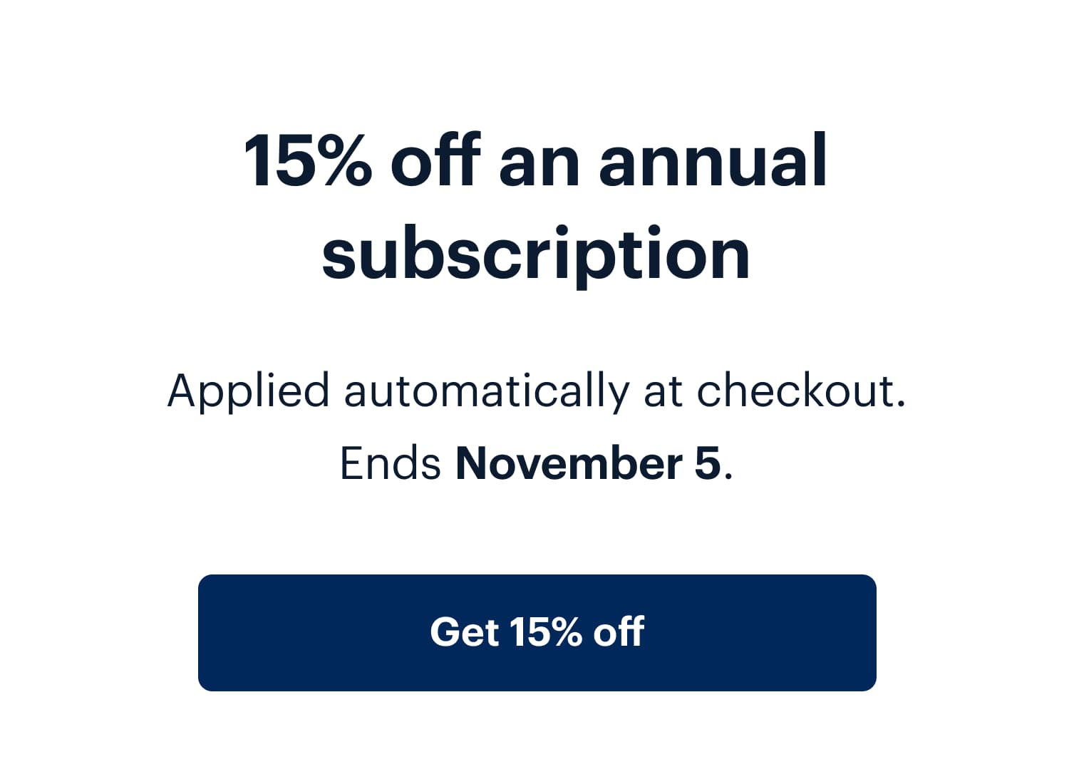 15% off an annual subscription