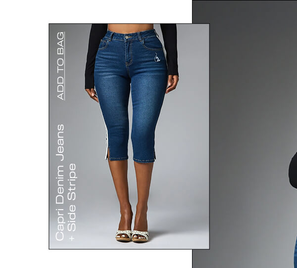 capri denim jeans + side stripe