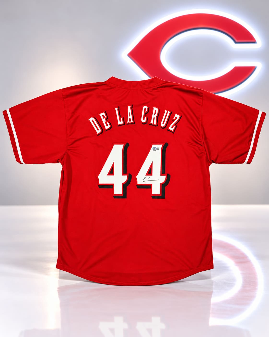 Elly De La Cruz signed red custom jersey with DE LA CRUZ and No. 44 on the back