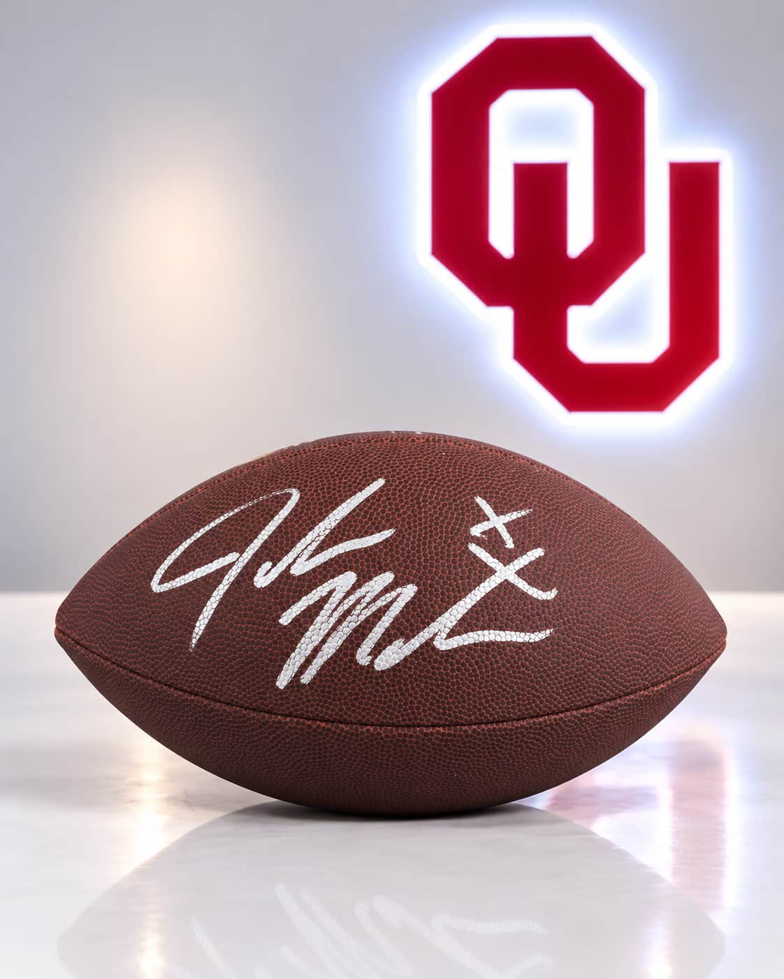 John Mateer signed Wilson Super Grip football
