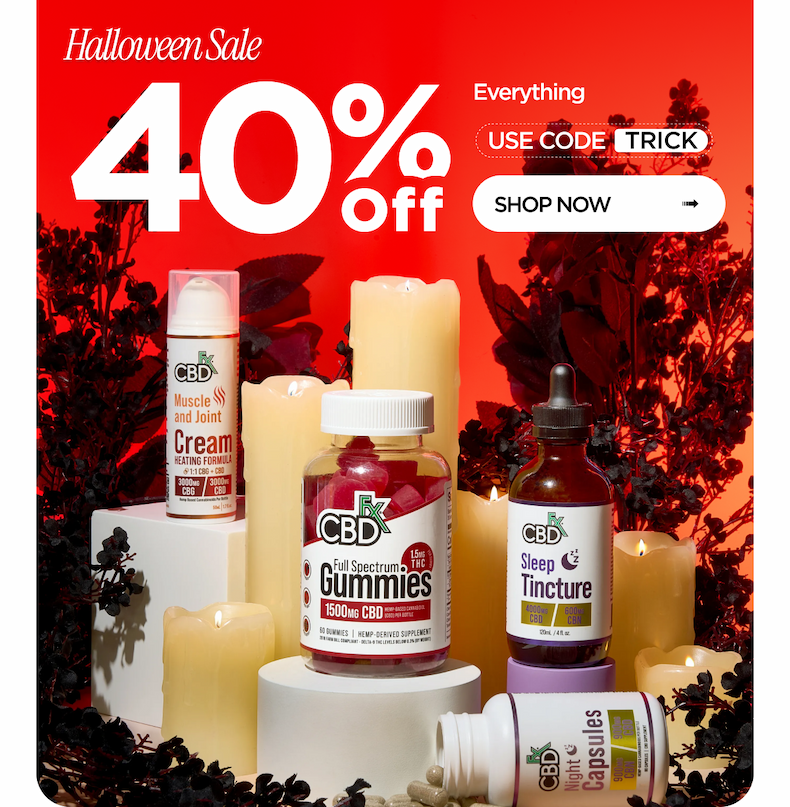 Halloween Sale. 40% Off Everything. Use Code TRICK. Shop Now