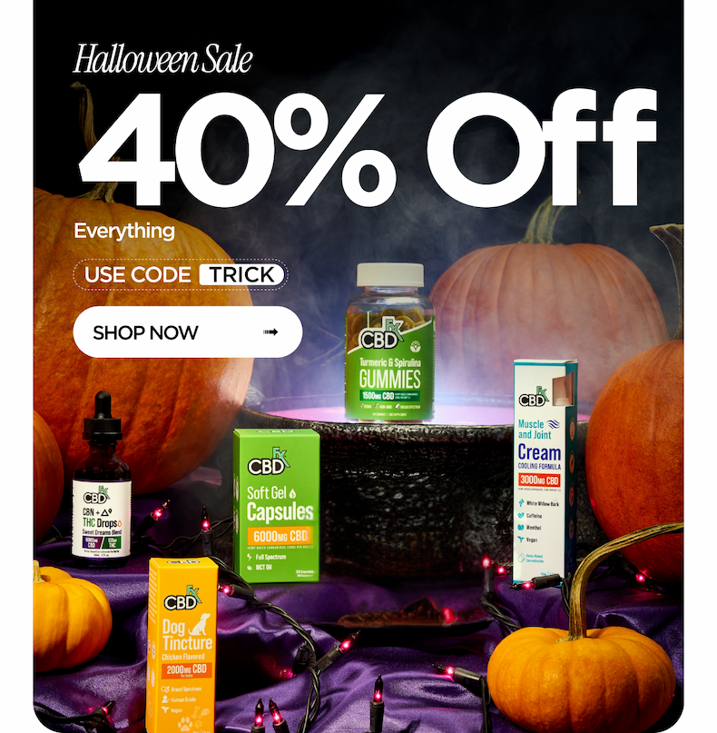 Halloween Sale. 40% Off Everything. Use Code TRICK. Shop Now