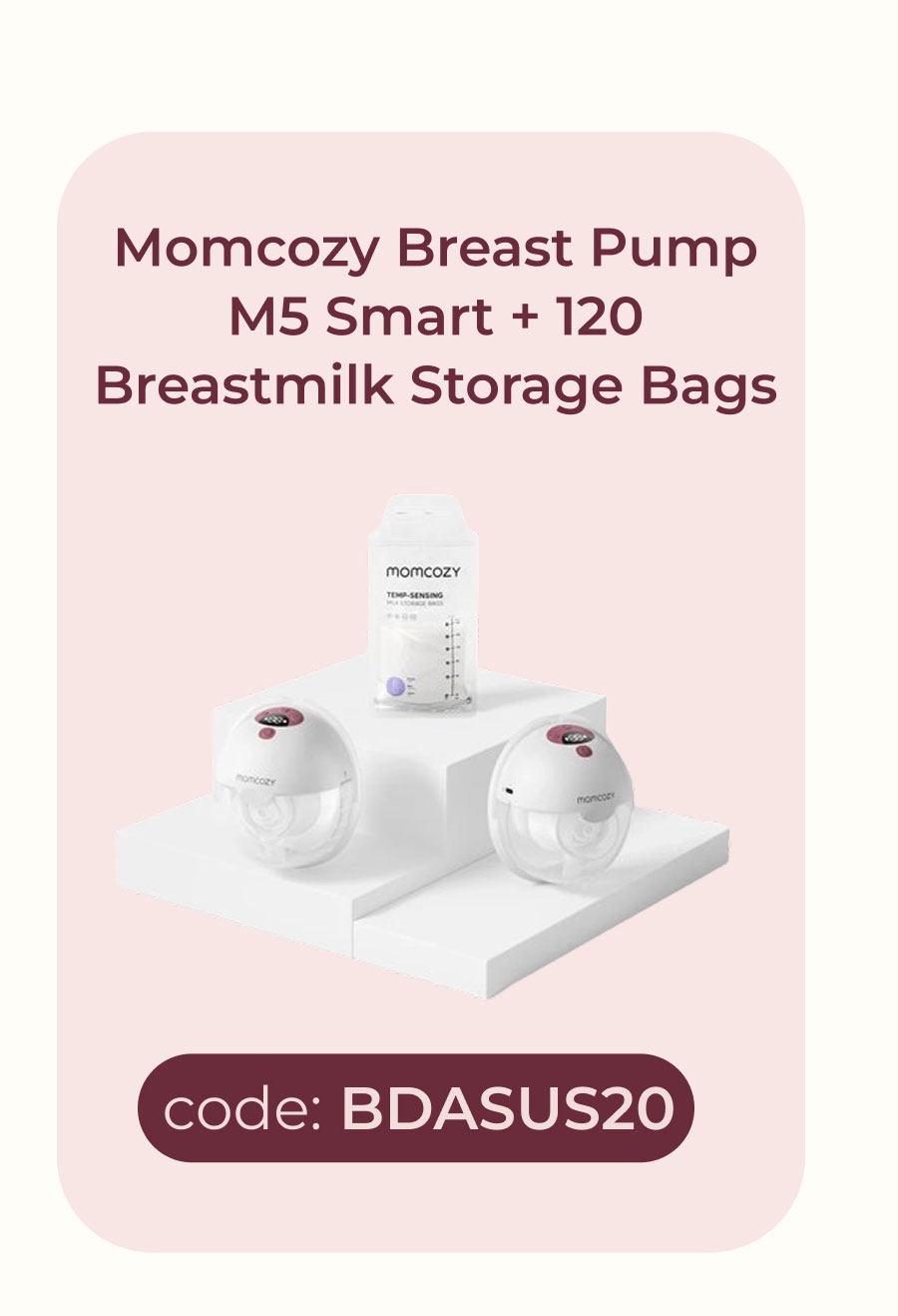 Momcozy Breast Pump M5 Smart + 120 Breastmilk Storage Bags