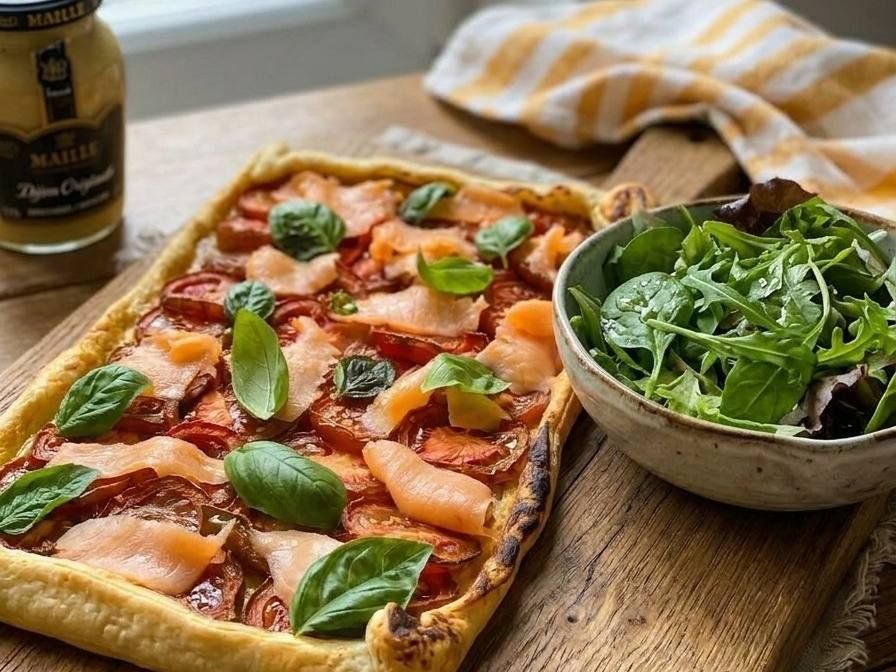 Smoked salmon & tomato tart