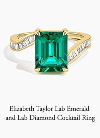 Elizabeth Taylor Lab Emerald and Lab Diamond Cocktail Ring