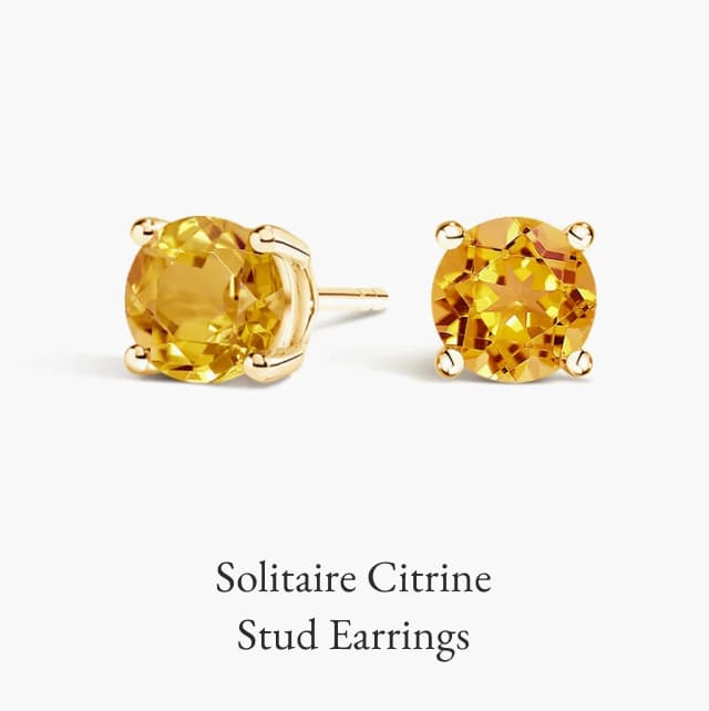 Solitaire Citrine Stud Earrings