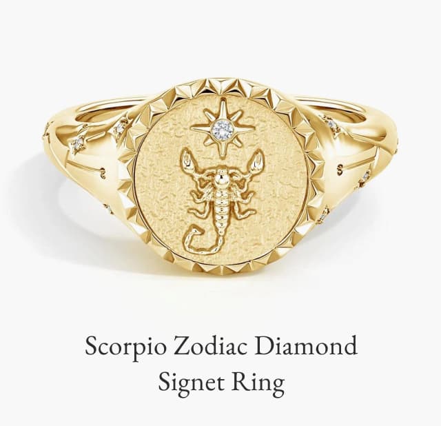 Scorpio Zodiac Diamond Signet Ring