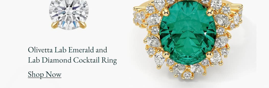 Olivetta Lab Emerald and Lab Diamond Cocktail Ring