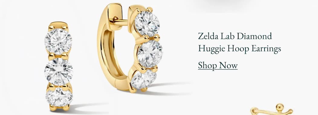 Zelda Lab Diamond Huggie Hoop Earrings