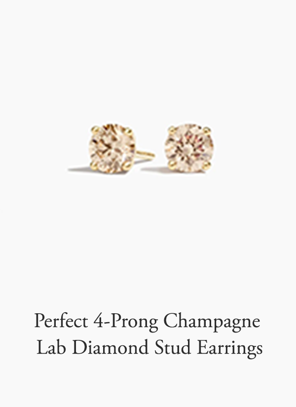 Perfect 4-Prong Champagne Lab Diamond Stud Earrings