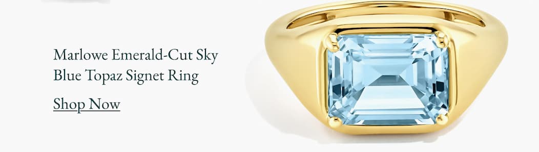 Marlowe Emerald-Cut Sky Blue Topaz Signet Ring