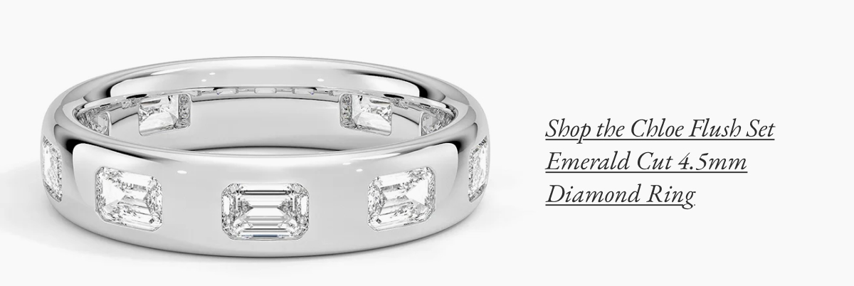 Shop the Chloe Flush Set Emerald Cut 4.5mm Diamond Ring