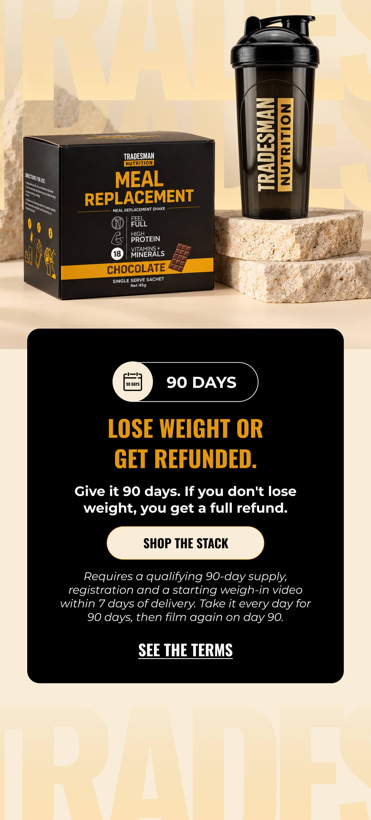 LOSE WEIGHT OR GET REFUNDED. | SHOP THE STACK