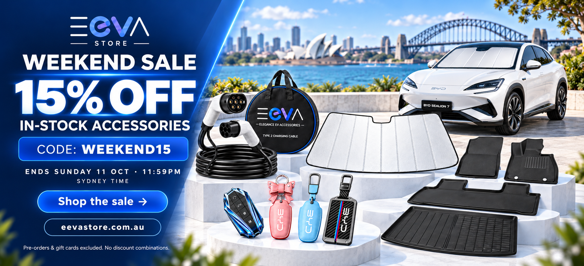 Weekend sale: 15% off in-stock accessories with code WEEKEND15. Ends Sunday 11 October at 11:59pm Sydney time from EEVA Store Australia.