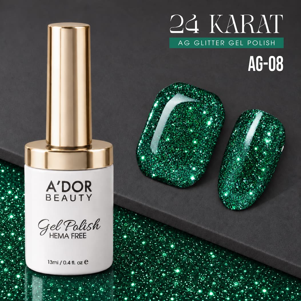 A'DOR 24 Karat AG-08, emerald glitter gel