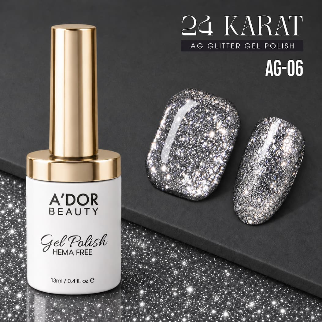 A'DOR 24 Karat AG-06, gunmetal glitter gel