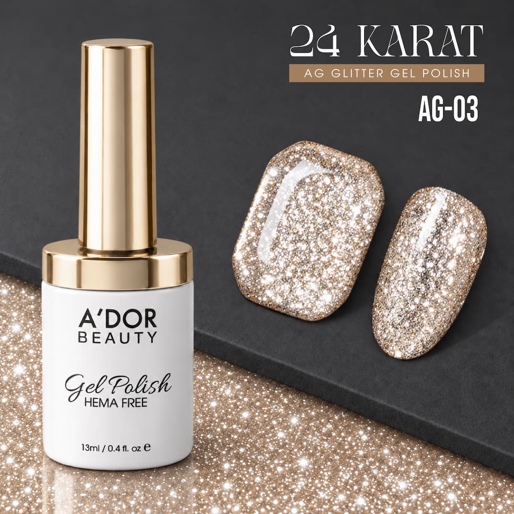 A'DOR 24 Karat AG-03, champagne glitter gel