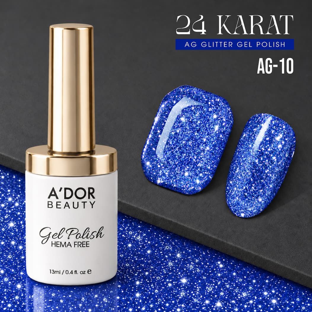 A'DOR 24 Karat AG-10, sapphire glitter gel