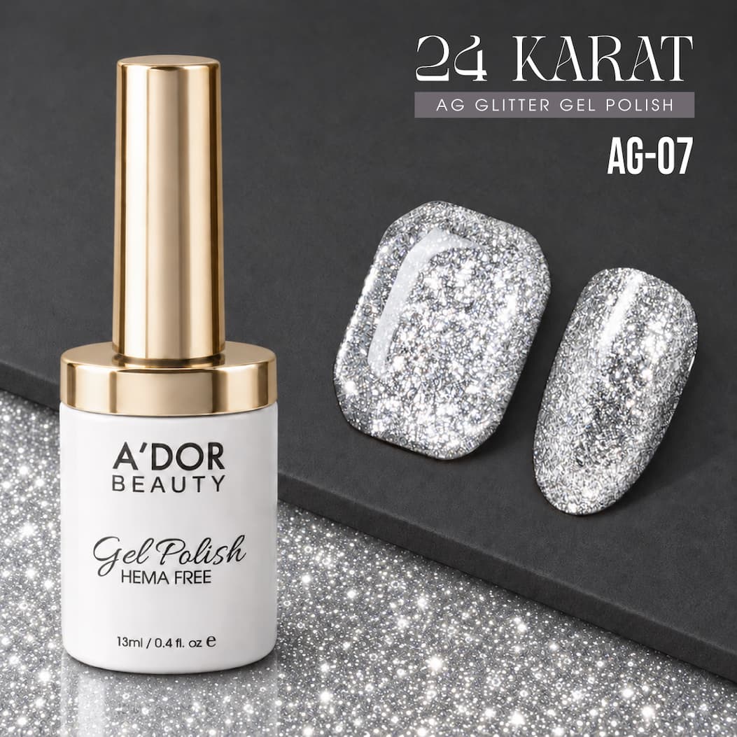 A'DOR 24 Karat AG-07, silver glitter gel