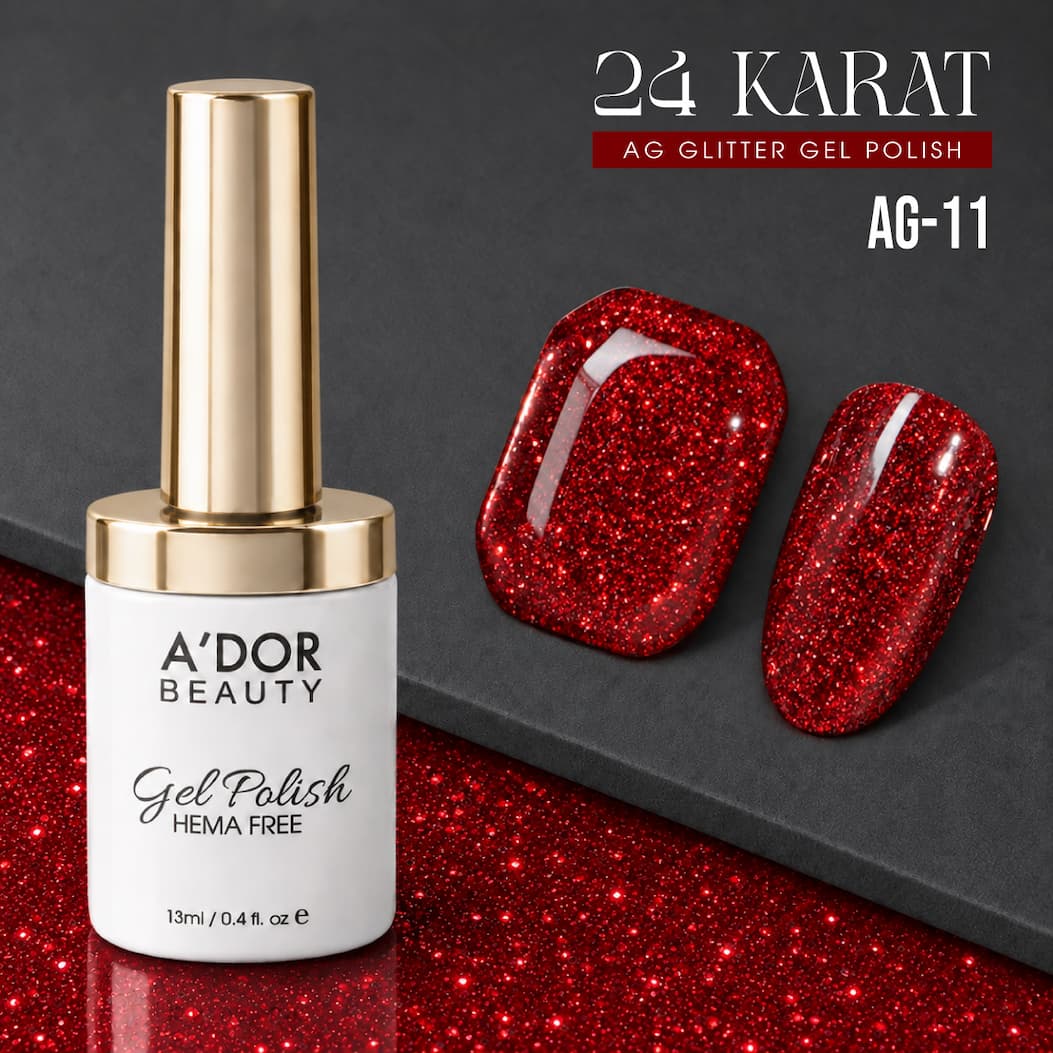 A'DOR 24 Karat AG-11, wine red glitter gel