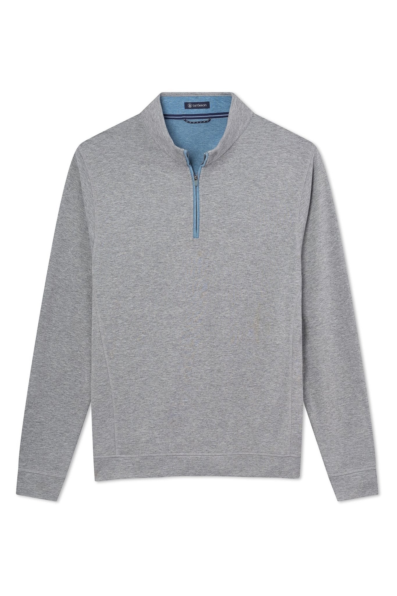 Issac Quarter Zip in grey with a blue collar lining