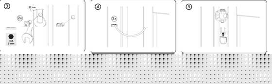 Step-by-step diagram for fixing B-Safe Quick-Fix anchors, fitting covers and clipping the gate safety cable loop