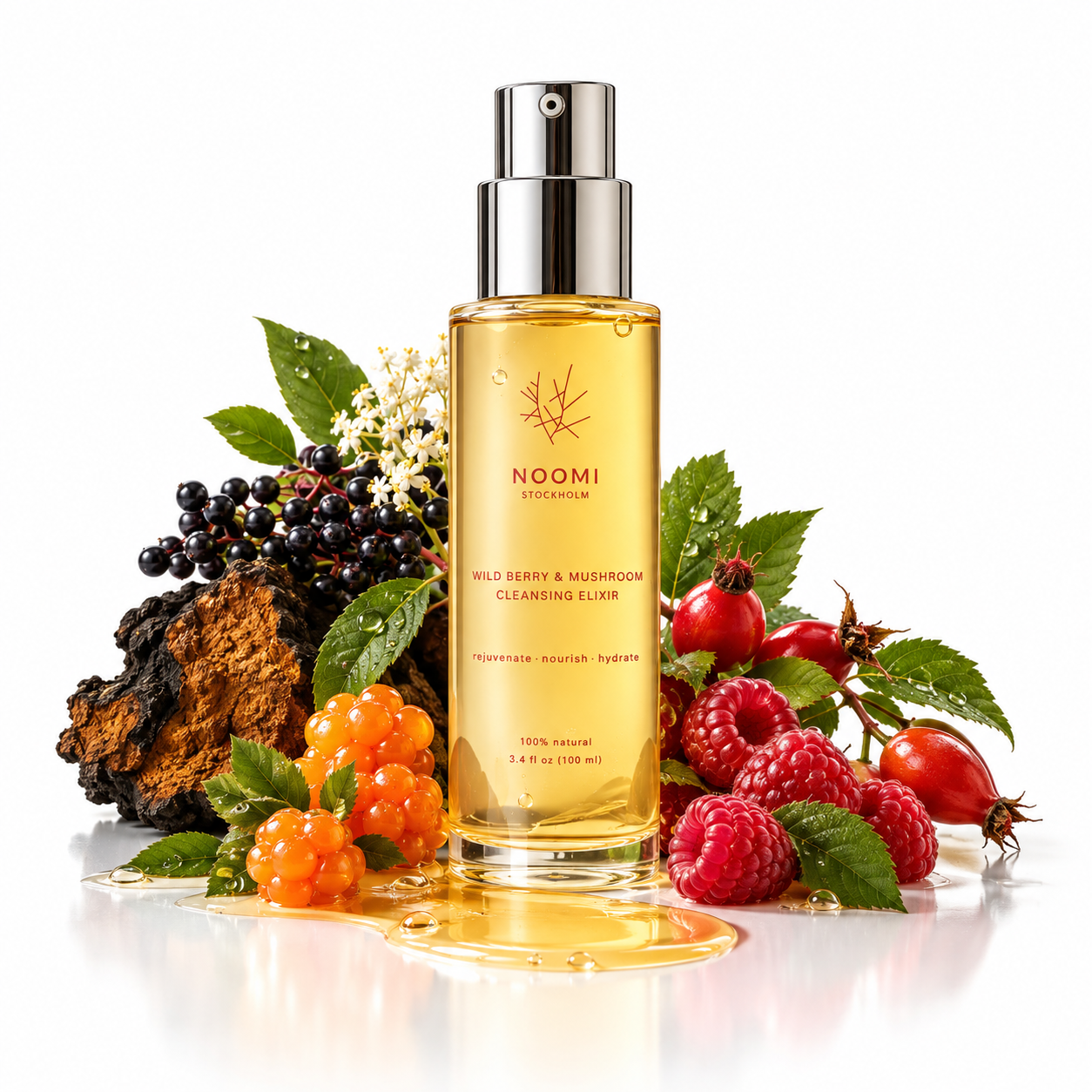 Wild Berry and Mushroom Cleansing Elixir with elderberries, cloudberries, raspberries and rosehips