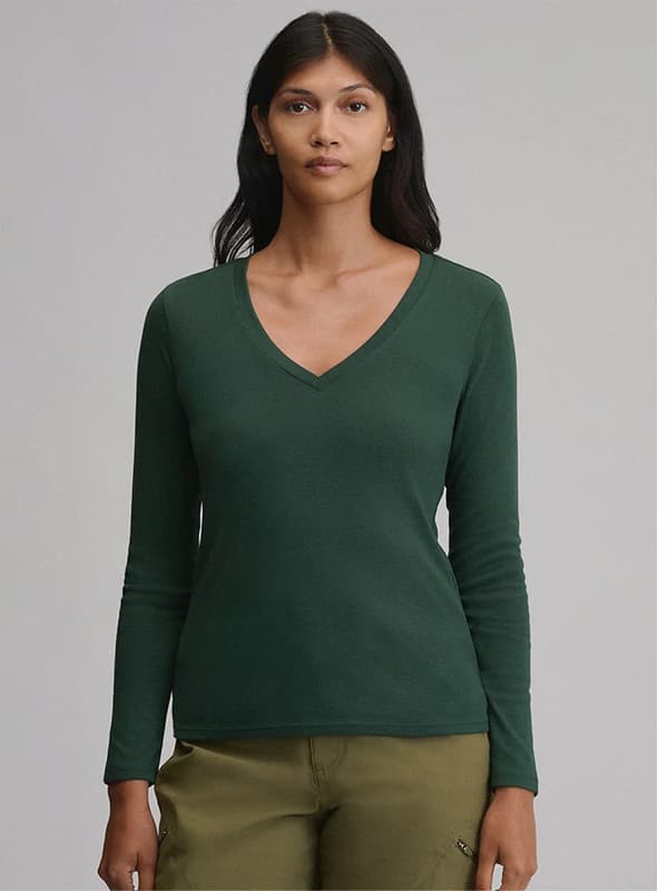 Women's Everyday Long-Sleeve V-Neck T-Shirt