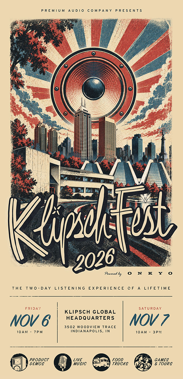 KlipschFest: Nov. 6 & 7, 2026 at Klipsch global headquarters will feature product demos, live music, food trucks, games and tours