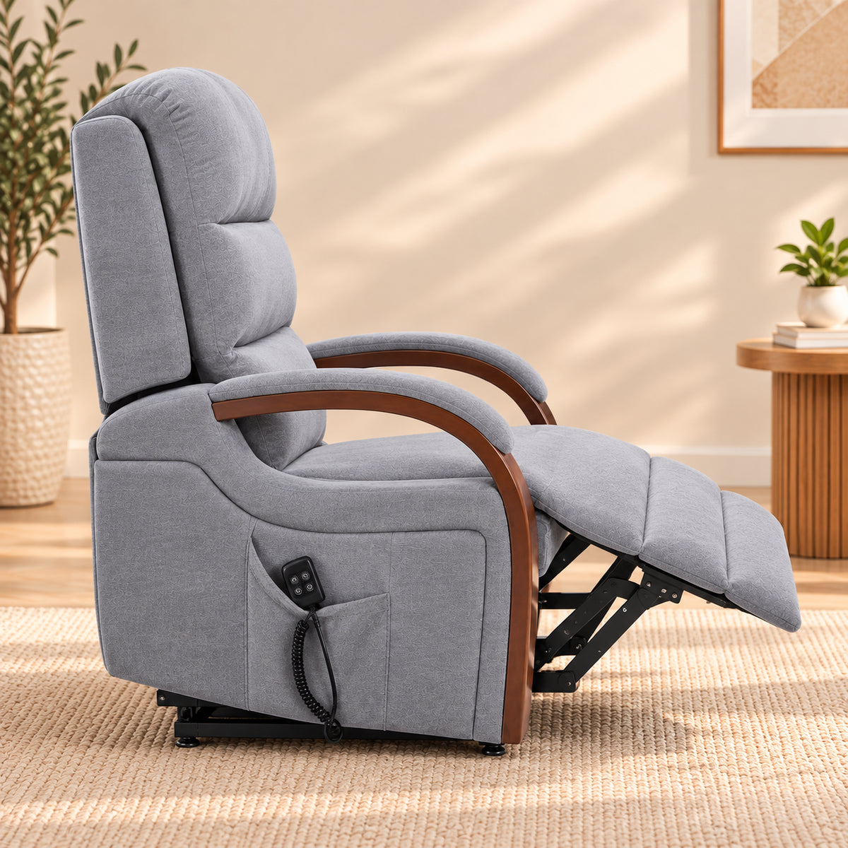 Gray EasyHold partly reclined, side view