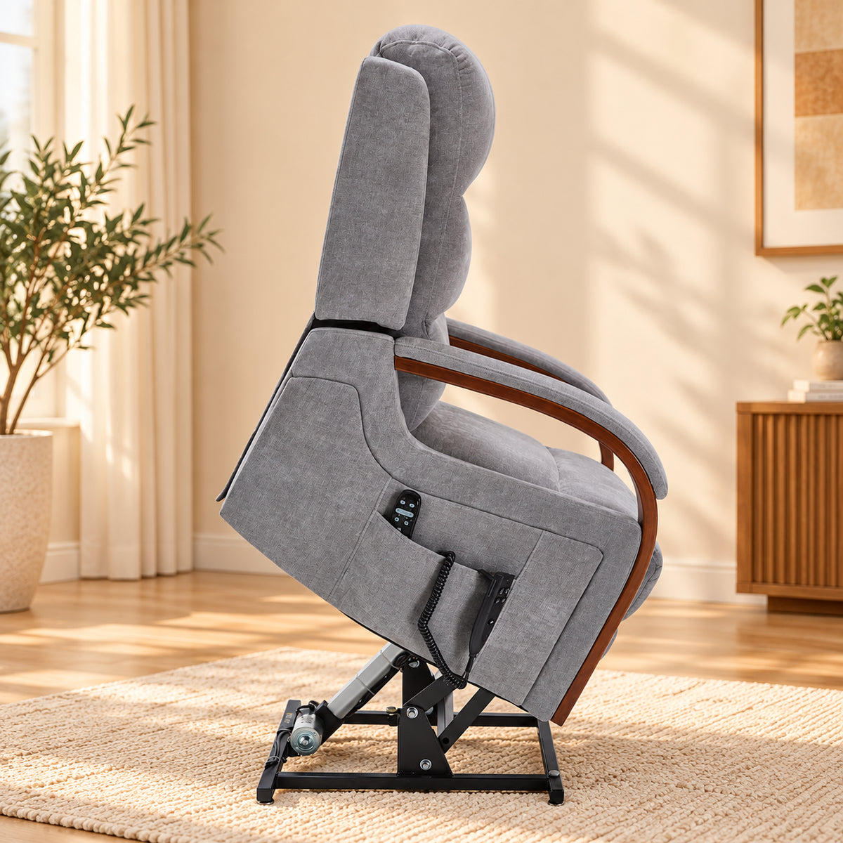 Gray EasyHold with the power lift raised, side view