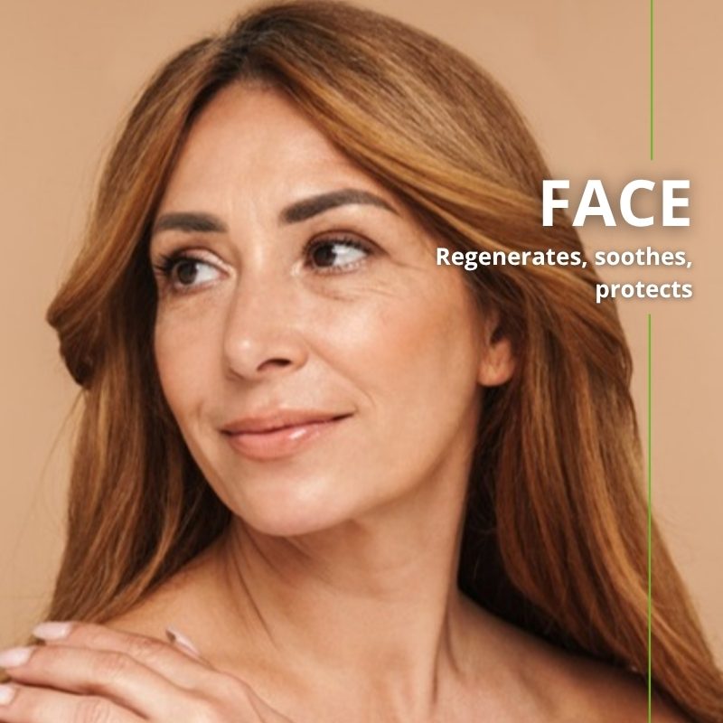 Woman with radiant skin after applying organic argan oil