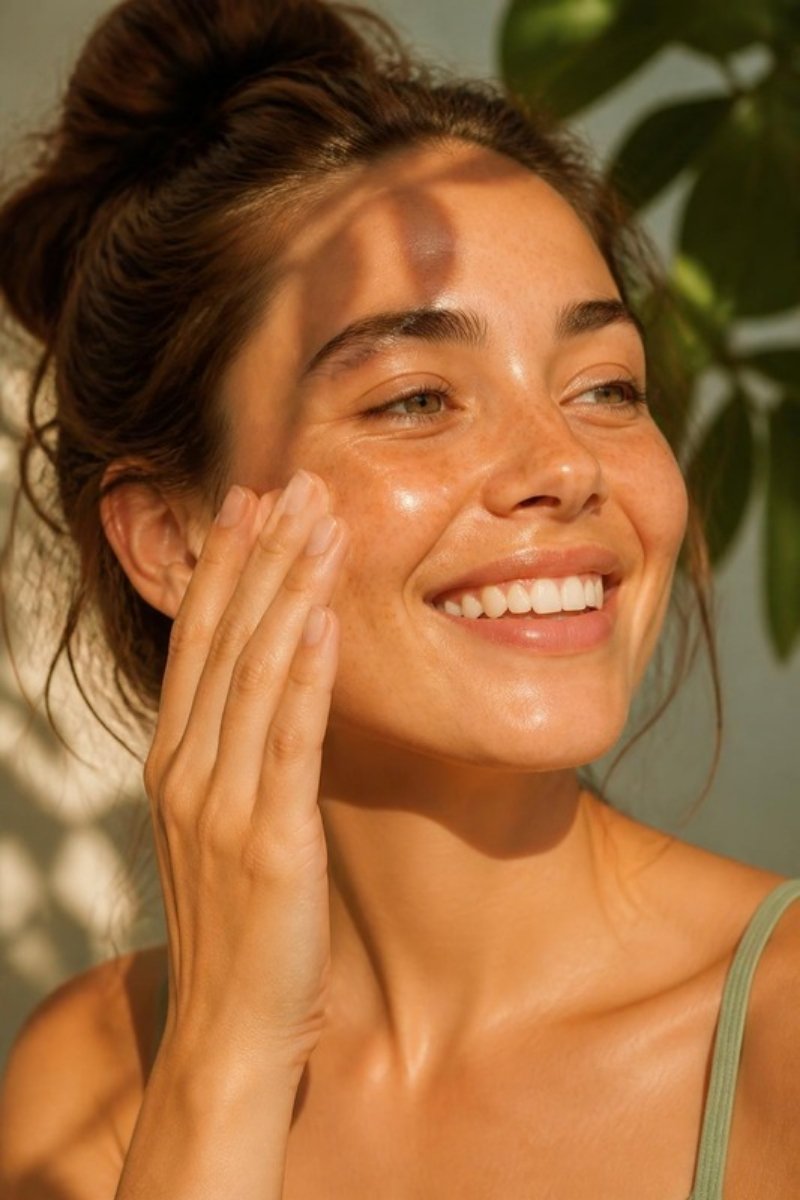 Glowing skin after applying hemp oil