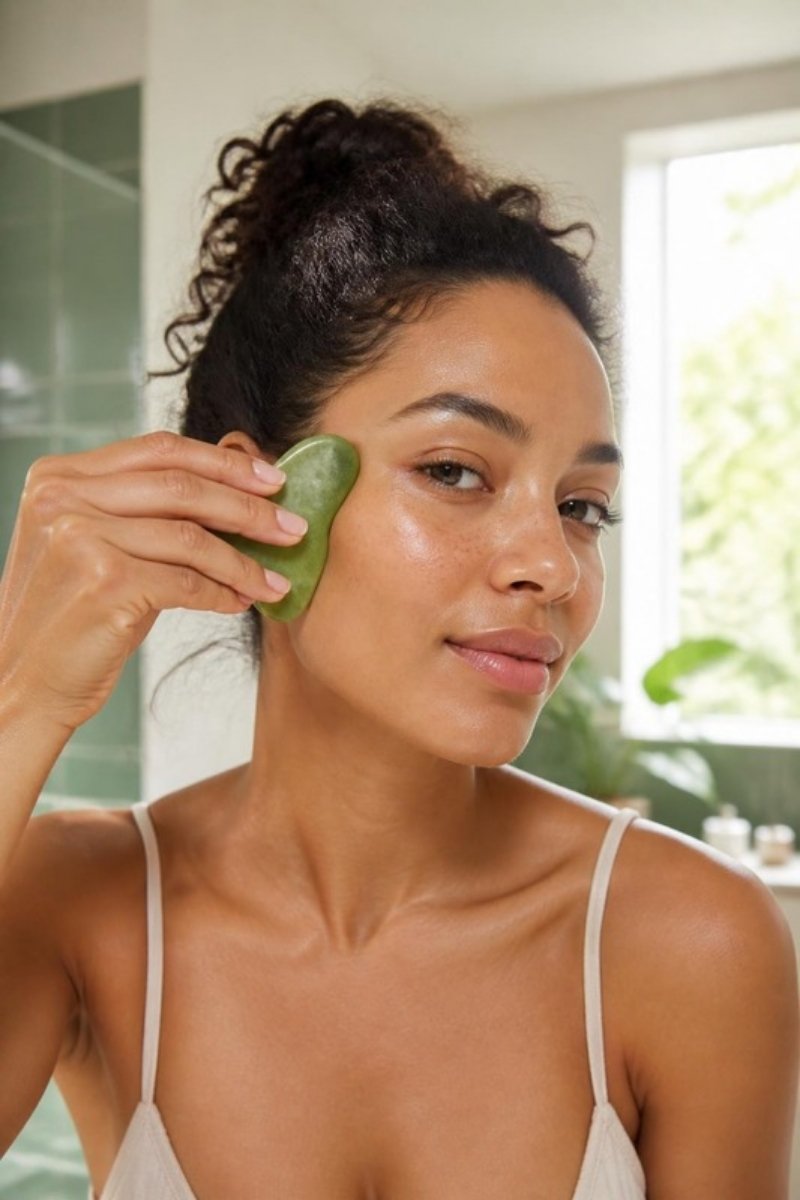 Rituel visage avec huile végétale bio et gua sha