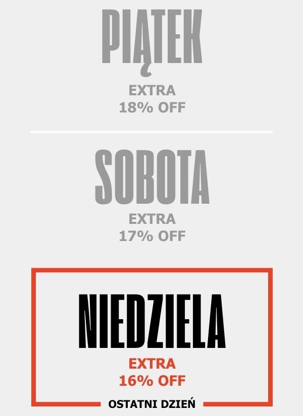 NEDĚLE — EXTRA 16% SLEVA → POSLEDNÍ DEN