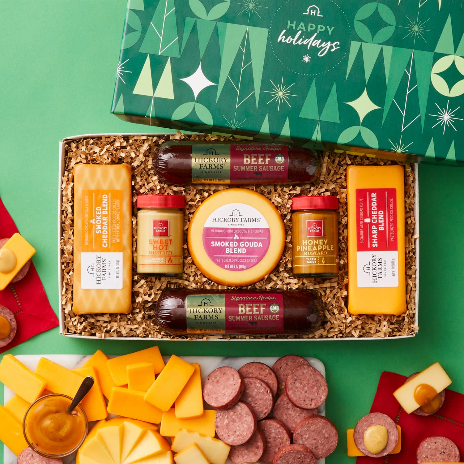 Happy Holidays Summer Sausage & Cheese Gift Box
