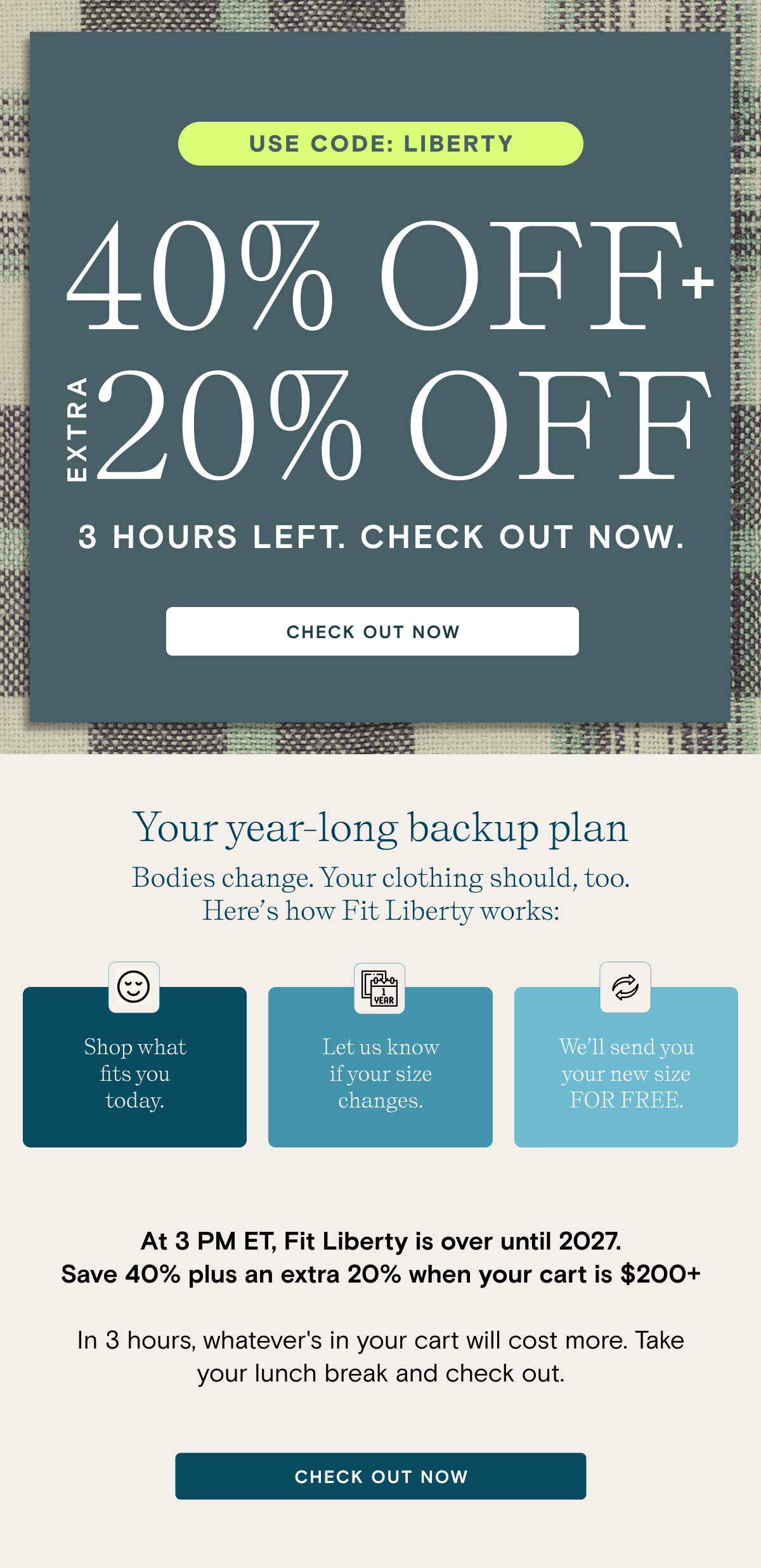 Use Code Liberty for an extra 20% off orders $200+