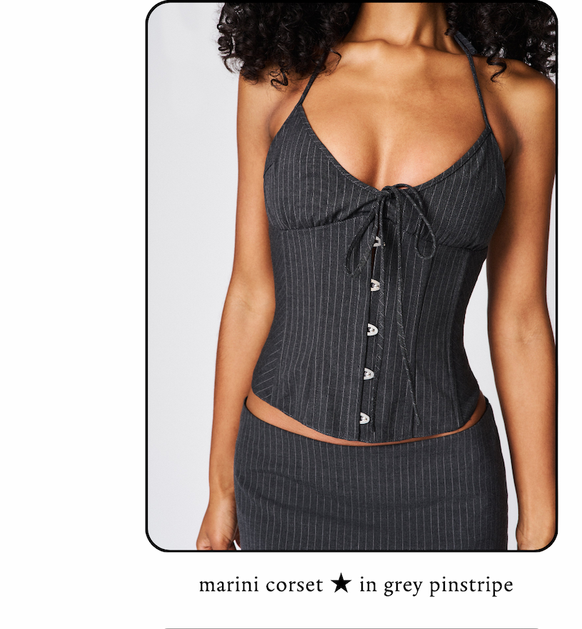 Marini Corset in Grey Pinstripe