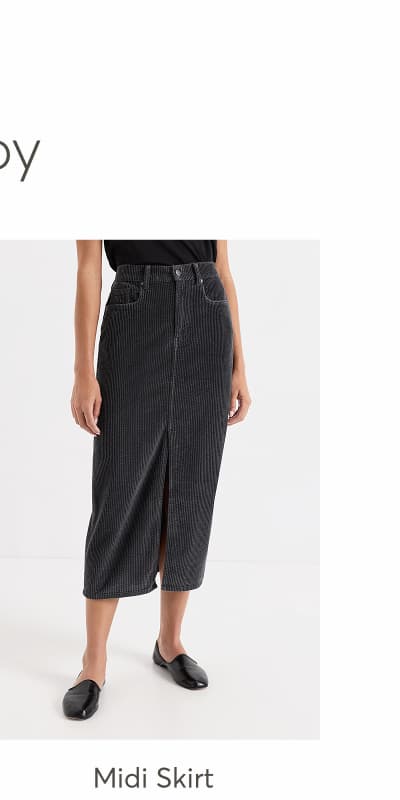 Organic Textured Corduroy Midi Skirt