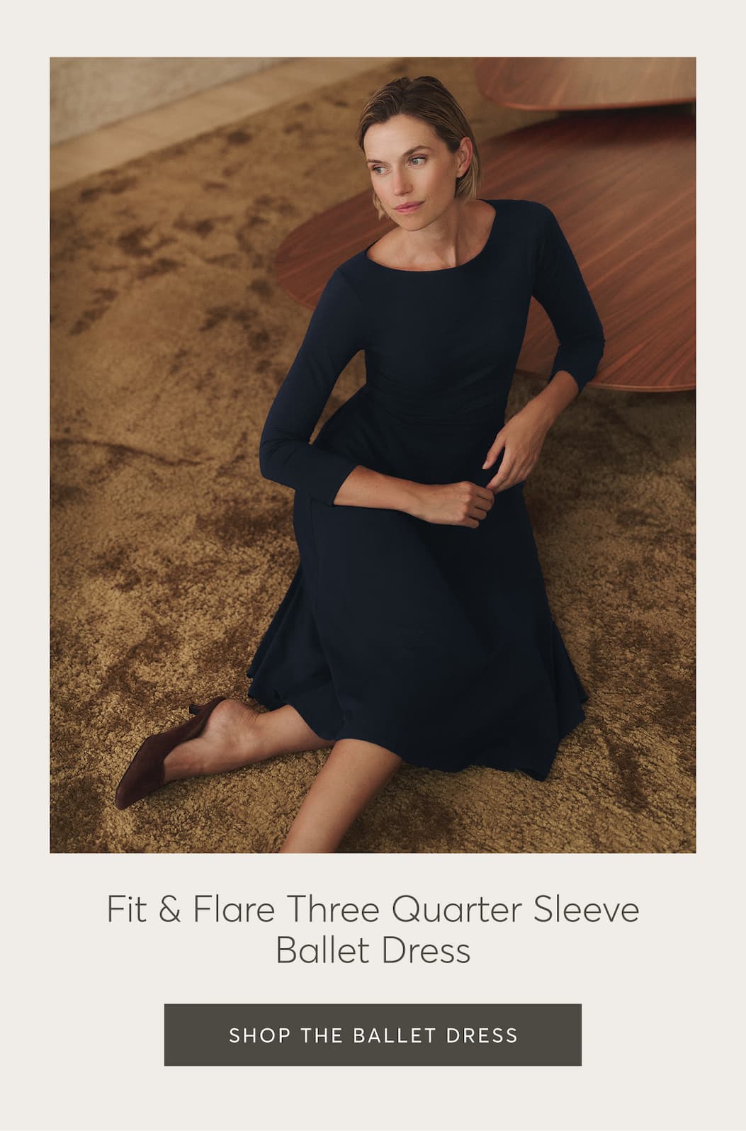 Fit & Flare Three Quarter Sleeve Ballet Dress | Shop the Ballet Dress