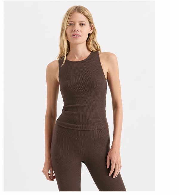 Organic On The Go-To Rib High-Neck Shelf Bra Tank