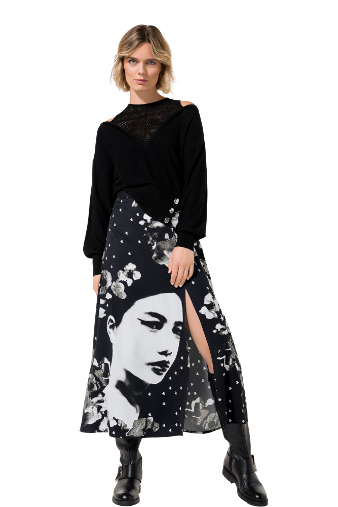 midi skirt with graphic print