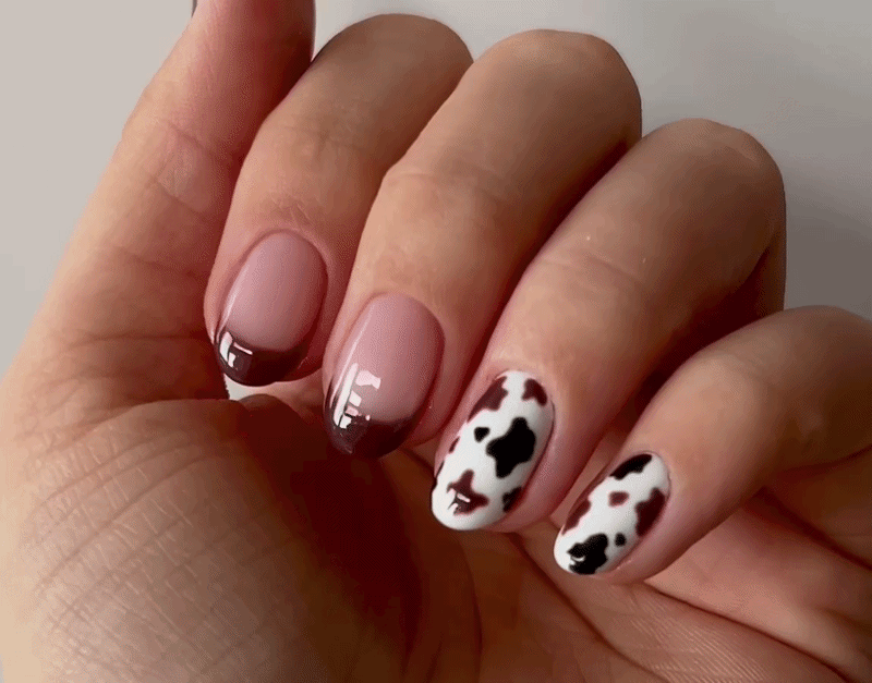 create the trending cow print nail look