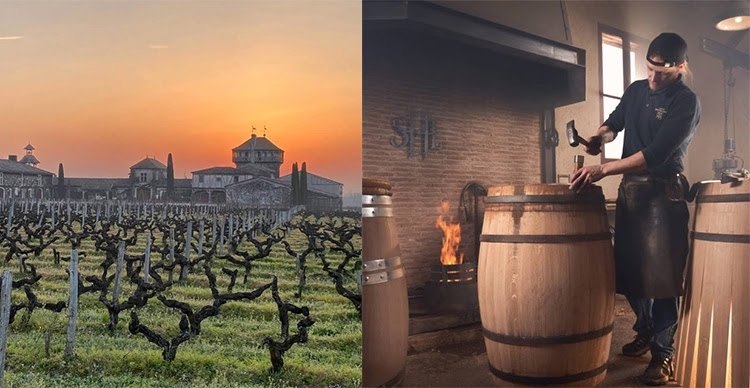 Château Smith Haut Lafitte at sunrise, and the estate’s cooper at work