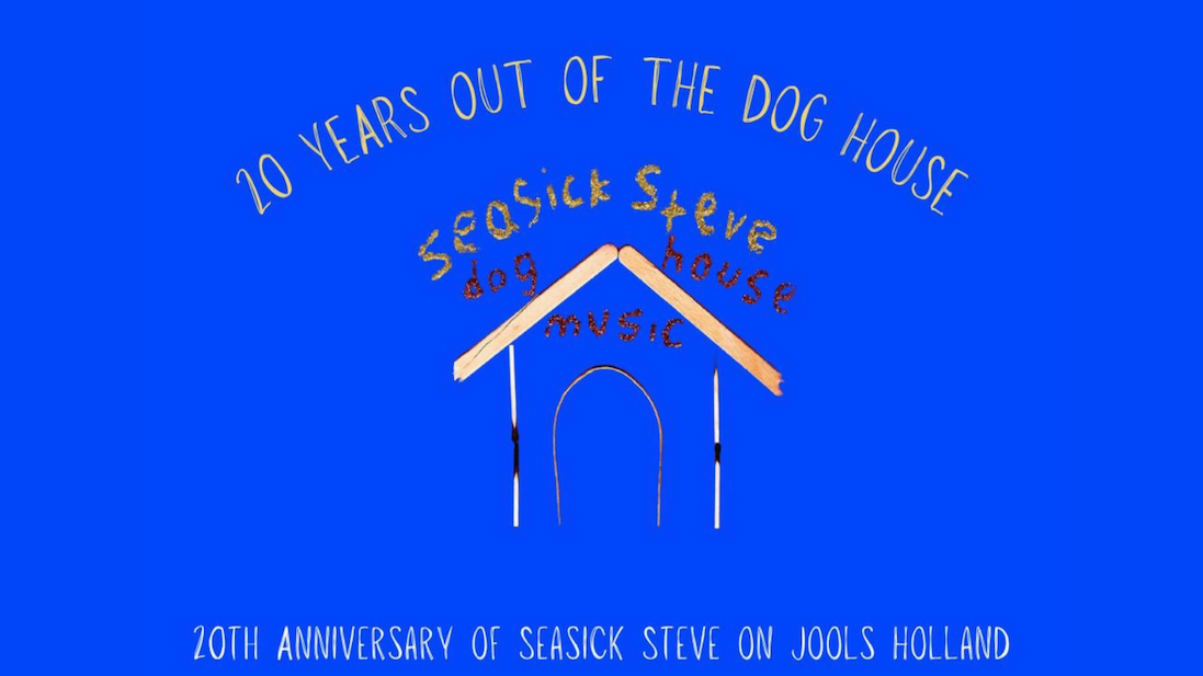 Artwork celebrating 20 years out of the doghouse, featuring a doghouse graphic and text marking Seasick Steve's 20th anniversary. Artwork celebrating 20 years out of the doghouse, featuring a doghouse graphic and text marking Seasick Steve's 20th anniversary.